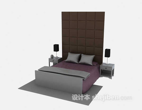 免费现代家具床免费3d模型下载