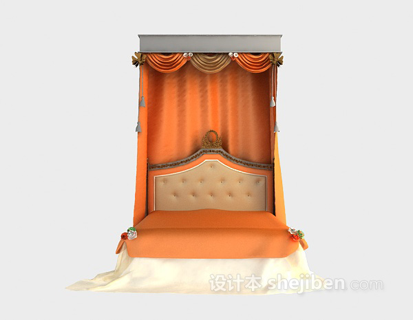 现代风格奢华家具床3d模型下载