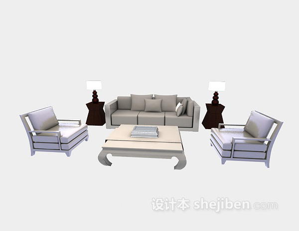 现代风格现代客厅沙发3d模型下载