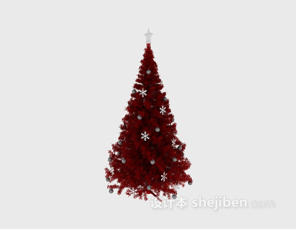 免费红色圣诞树3d模型下载