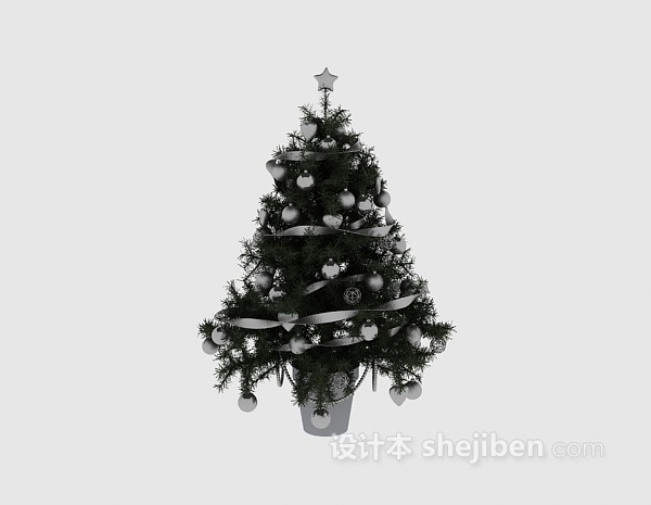 银色圣诞树3d模型下载