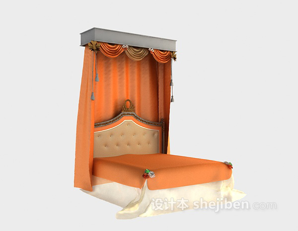 免费奢华家具床3d模型下载