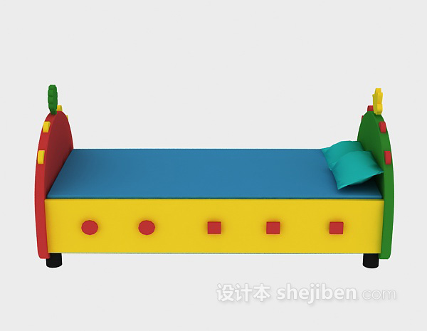 现代风格可爱实木儿童床3d模型下载