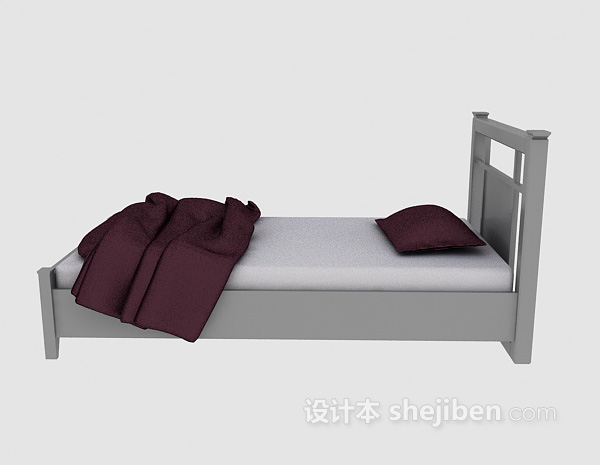 单人木床3d模型下载