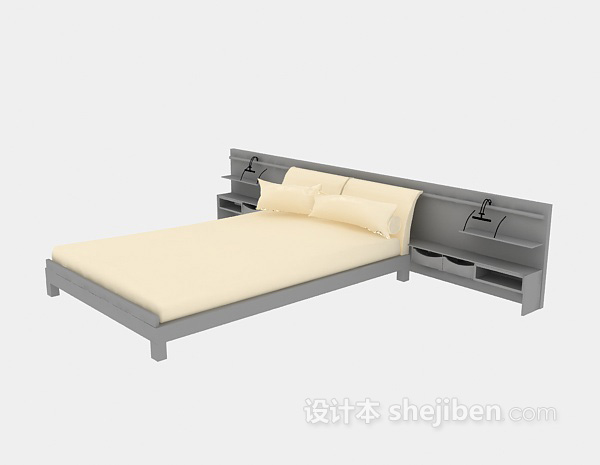 免费现代单人床3d模型下载