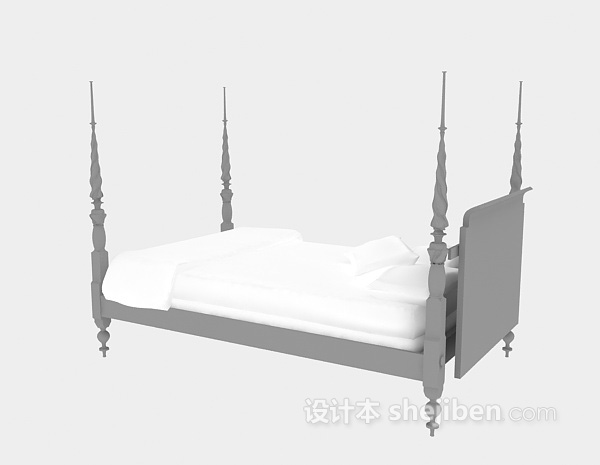 免费现代风格木床3d模型下载