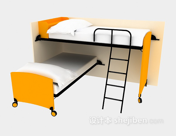 现代风格儿童上下铺床3d模型下载