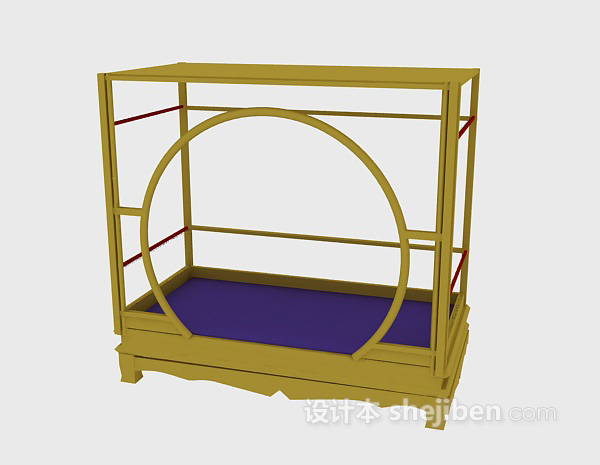 免费小木床3d模型下载