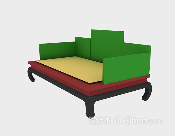 中式风格中式双人沙发3d模型下载