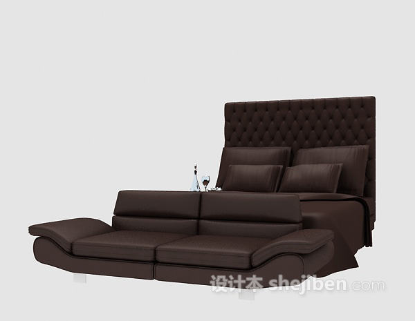 现代风格棕色床具3d模型下载