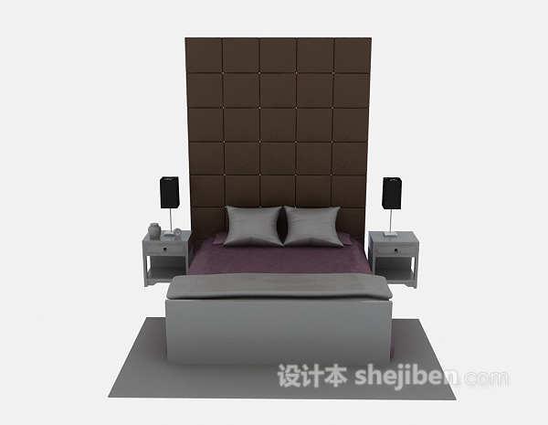 现代风格现代家具床免费3d模型下载
