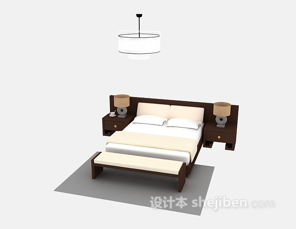 免费中式风格木床3d模型下载