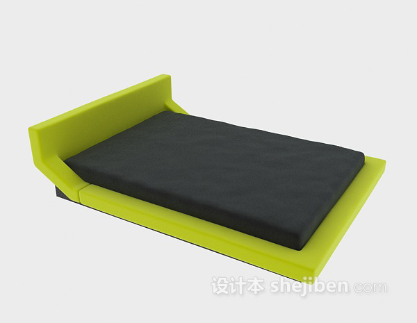 现代风格绿色床垫床3d模型下载