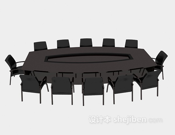 中型会议桌3d模型下载