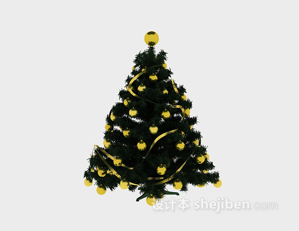 黄色圣诞树3d模型下载