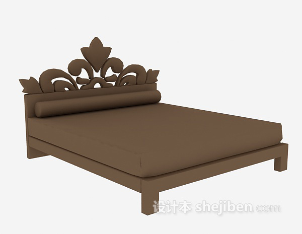 免费现代家具实木床3d模型下载