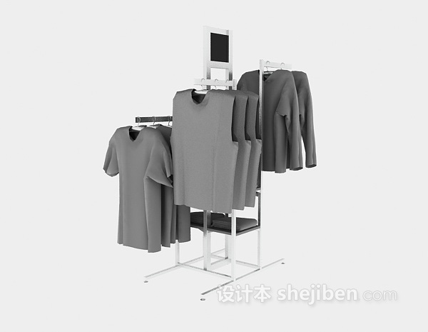 现代风格商店货架衣物3d模型下载