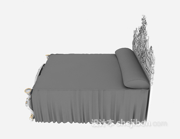 欧式木质家具床3d模型下载