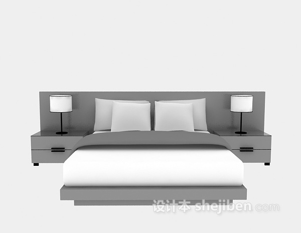 免费木质床现代风格3d模型下载