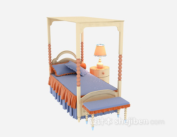 免费欧式儿童床3d模型下载