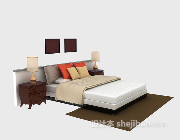 欧式风格欧式床3d模型下载