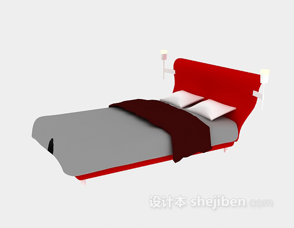 现代床3d模型下载