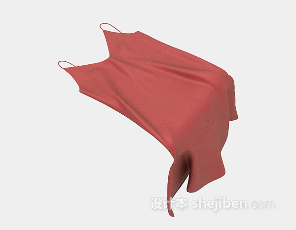 红色吊带裙3d模型下载