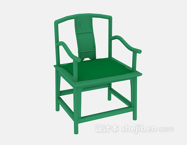 中式风格绿色圈椅3d模型下载