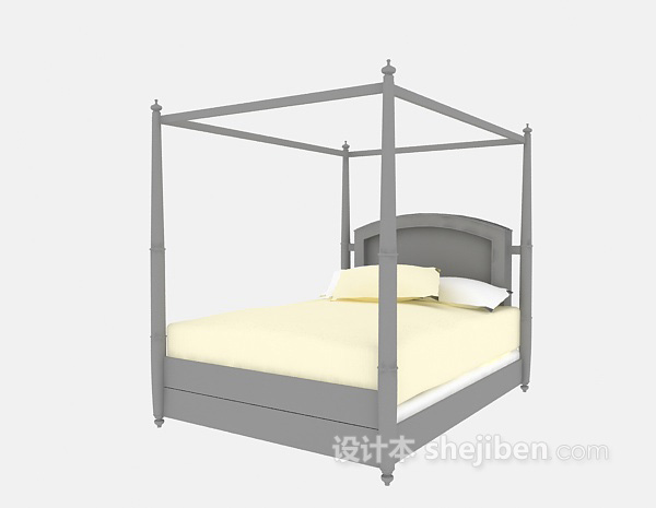 现代风格木质家居床3d模型下载