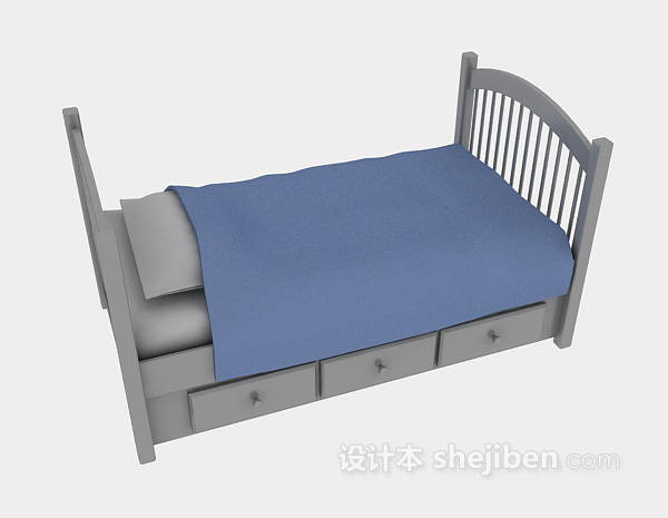免费木质儿童床3d模型下载