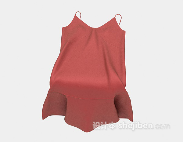 现代风格红色吊带裙3d模型下载