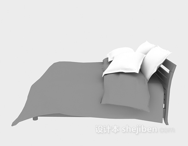 免费实木双人床3d模型下载
