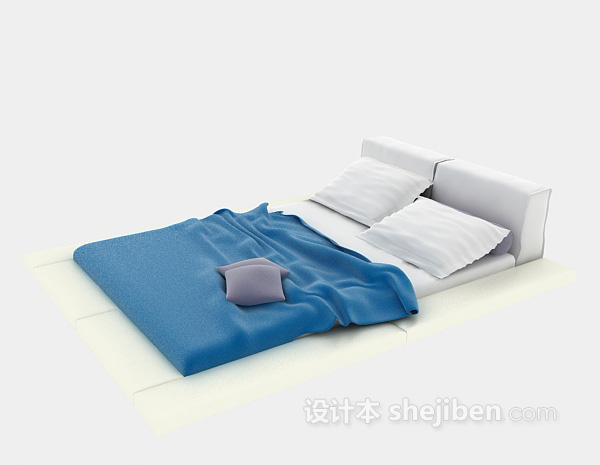 免费现代床垫布艺床3d模型下载