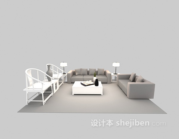 现代风格现代组合沙发3d模型下载