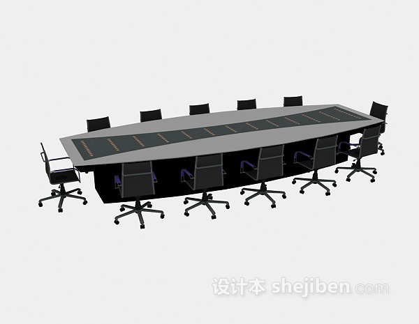 免费黑色会议桌3d模型下载