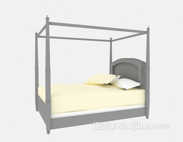 免费木质家居床3d模型下载