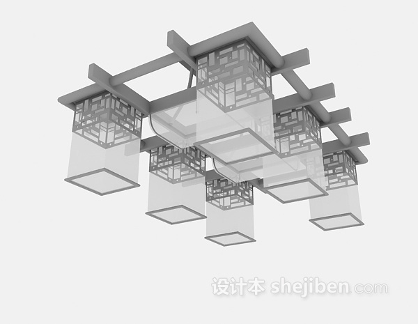 中式风格古典吊灯3d模型下载