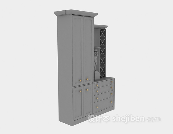 欧式风格衣柜3d模型下载