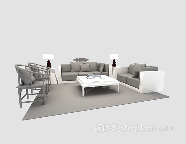 现代风格现代沙发3d模型下载