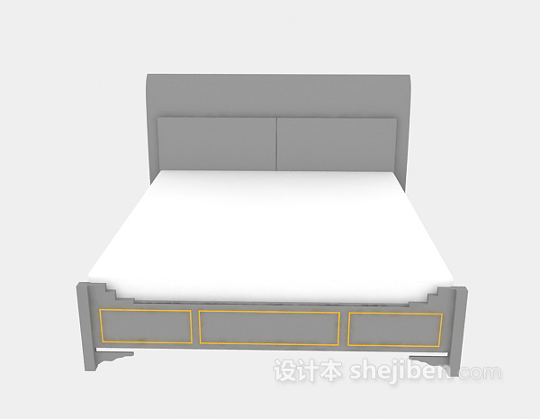 现代风格木质床3d模型下载