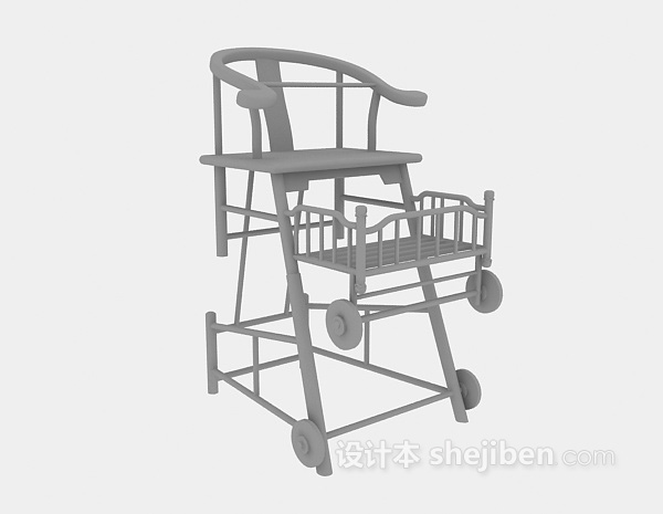 免费木质高脚椅3d模型下载