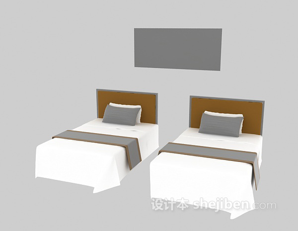 免费宾馆内单人床3d模型下载