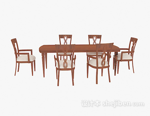 田园风格田园家居餐桌椅3d模型下载