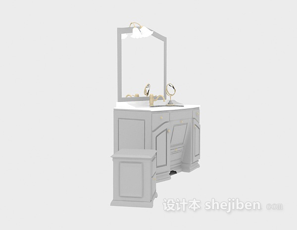 欧式洗手盆、镜子组合3d模型下载