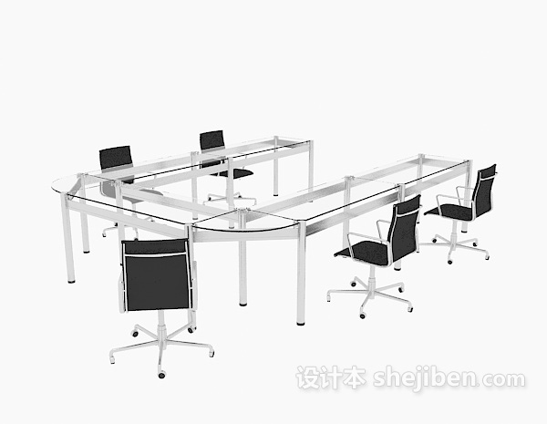 免费会议桌椅组合3d模型下载