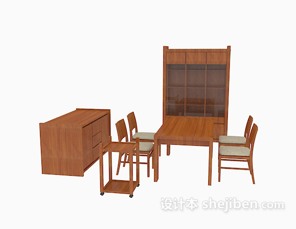 免费中式家具桌椅组合3d模型下载