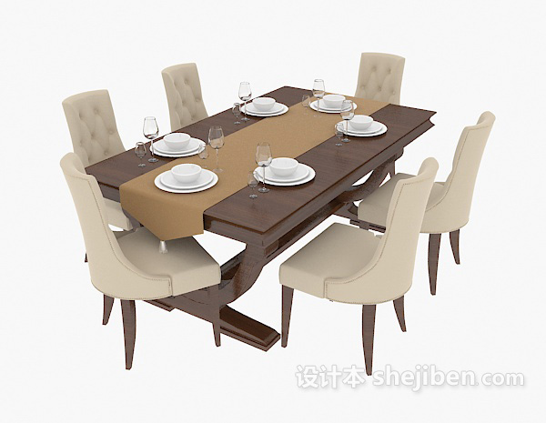 东南亚家居桌椅组合3d模型下载