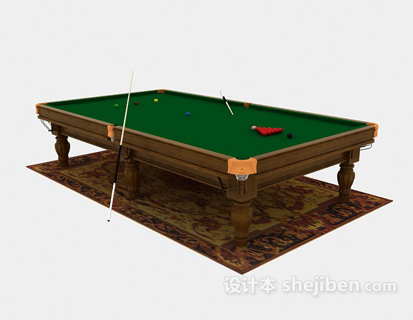 现代风格棕色木质台球桌3d模型下载