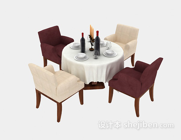 现代风格酒店 餐桌3d模型下载
