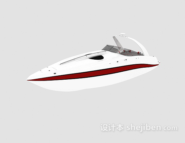 白色游艇3d模型下载